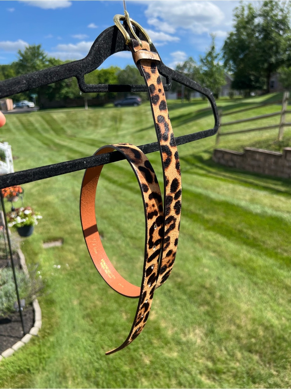 J. Crew Leopard Print Thin Belt with Gold Buckle
